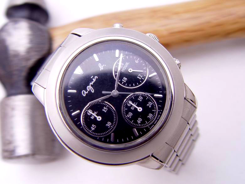 (070309-09) Agnes b Chronograph Fashion Watch Triple Small Dials