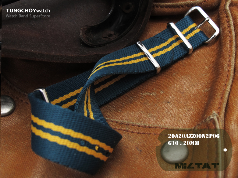 MiLTAT 20mm G10 military watch strap ballistic nylon armband - Blue, Yellow