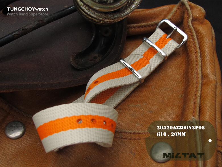 MiLTAT 20mm G10 military watch strap ballistic nylon armband - Beige, Orange