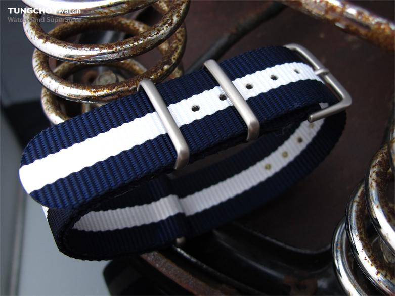 MiLTAT 20mm G10 military watch strap ballistic nylon armband, Brushed - Blue & White