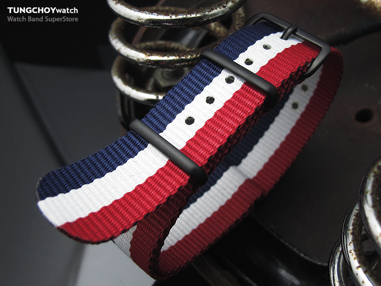 MiLTAT 20mm G10 military watch strap ballistic nylon armband, PVD Black - French Edition