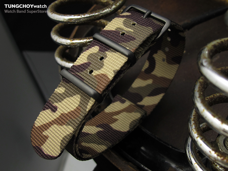 MiLTAT 20mm G10 Military Watch Strap Ballistic Nylon Armband, PVD Black - Camo Color