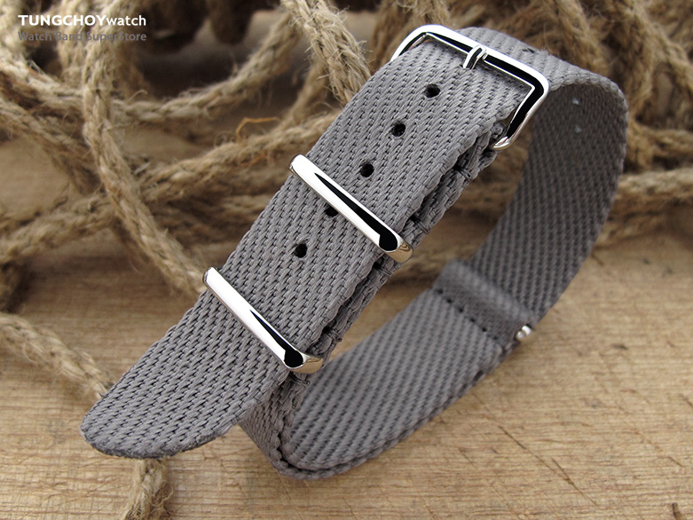 MiLTAT 20mm G10 Military NATO Watch Strap, Waffle Nylon Armband, Polished - Military Grey