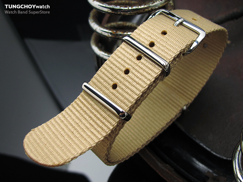 MiLTAT 20mm G10 military watch strap ballistic nylon armband, Polished - Sand