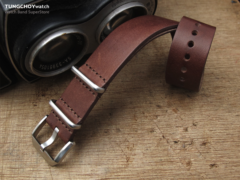 20mm MiLTAT Senno G10 Leather Watch Strap Cordura Brown, Brushed