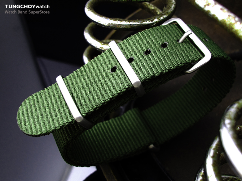 MiLTAT 21mm G10 NATO Military Watch Strap Ballistic Nylon Armband, Brushed - Forest Green