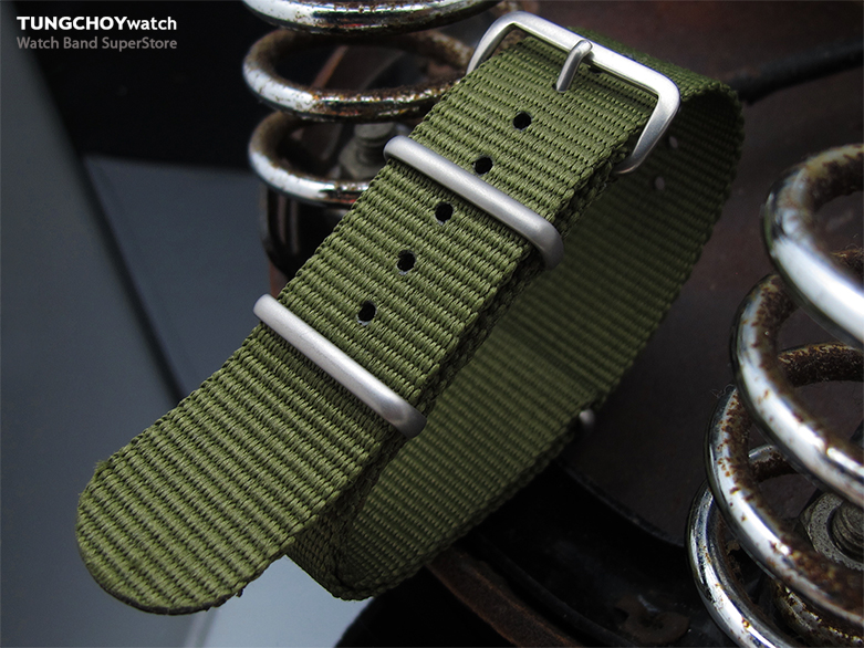 MiLTAT 24mm G10 military watch strap ballistic nylon armband, Brushed - Forest Green