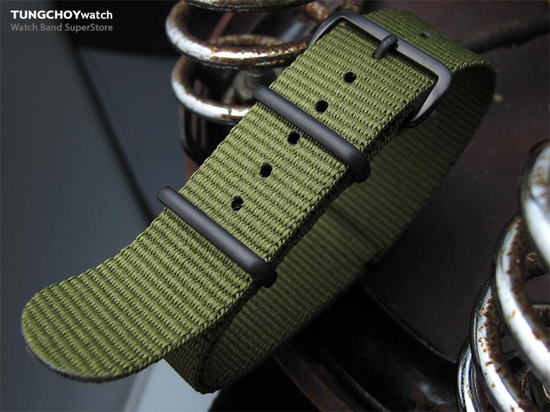 MiLTAT 24mm G10 military watch strap ballistic nylon armband, PVD Black - Forest Green