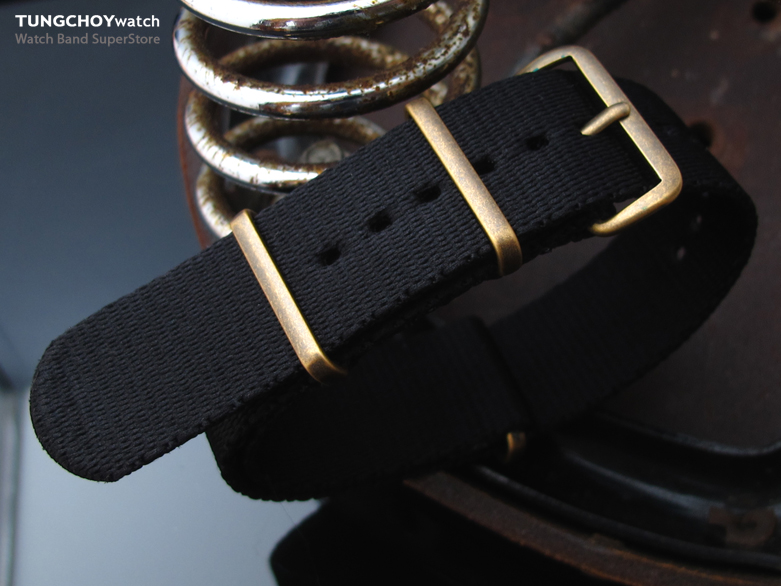 MiLTAT 21mm G10 watch strap ballistic nylon Extra Thick armband - IP Antique Bronze hardware