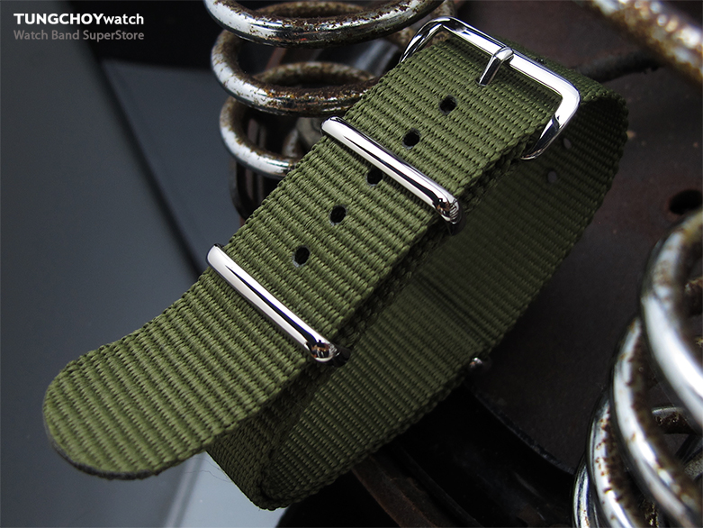 MiLTAT 24mm G10 military watch strap ballistic nylon armband, Polished - Forest Green