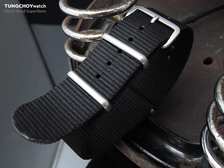 MiLTAT 22mm G10 Military Watch Strap Ballistic Nylon Armband, Brushed - Black