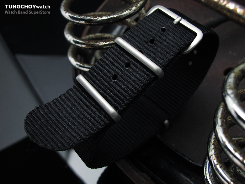 MiLTAT 22mm G10 military watch strap ballistic nylon armband, Brushed - Black