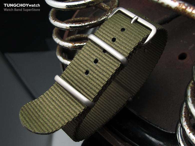 MiLTAT 22mm G10 military watch strap ballistic nylon armband, Brushed - Military Green