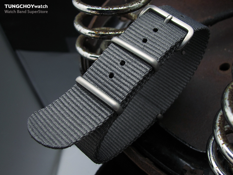 MiLTAT 22mm G10 military watch strap ballistic nylon armband, Brushed - Military Grey