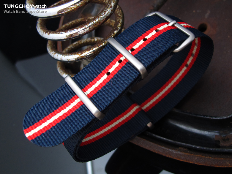 MiLTAT 22mm G10 military watch strap ballistic nylon armband, Brushed - Blue, Red, Beige