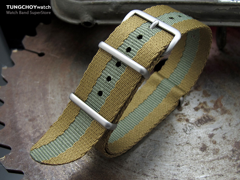 MiLTAT 20mm G10 Military NATO Watch Strap, Sandwich Nylon Armband, Brushed - Military Green