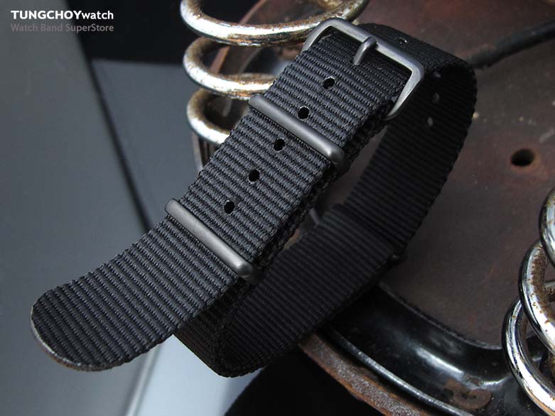 MiLTAT 20mm G10 Military Watch Strap Ballistic Nylon Armband, PVD - Black