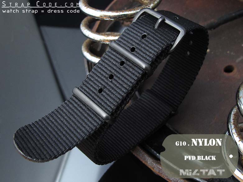 MiLTAT 19mm G10 Military Watch Strap Ballistic Nylon Armband, PVD - Black
