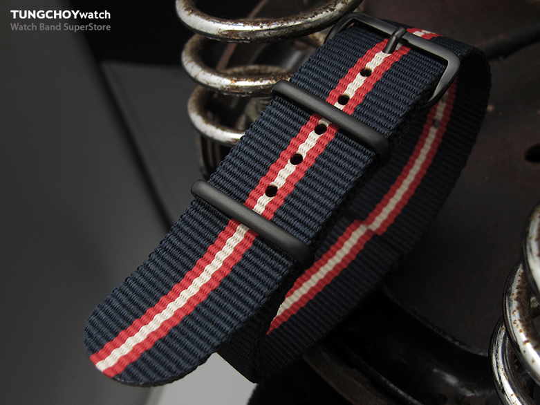 MiLTAT 22mm G10 Military Watch strap ballistic nylon armband, PVD Black - Blue, Red, Beige