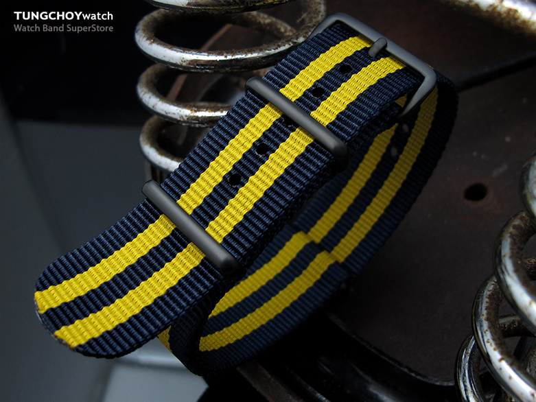 MiLTAT 22mm G10 Military Watch Strap Ballistic Nylon Armband, PVD - Double Yellow and Blue