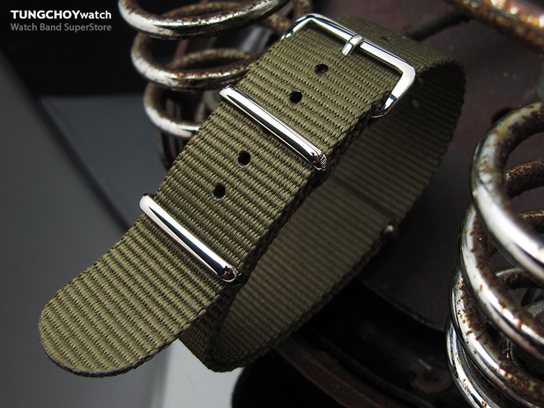 MiLTAT 22mm G10 military watch strap ballistic nylon armband, Polished - Military Green
