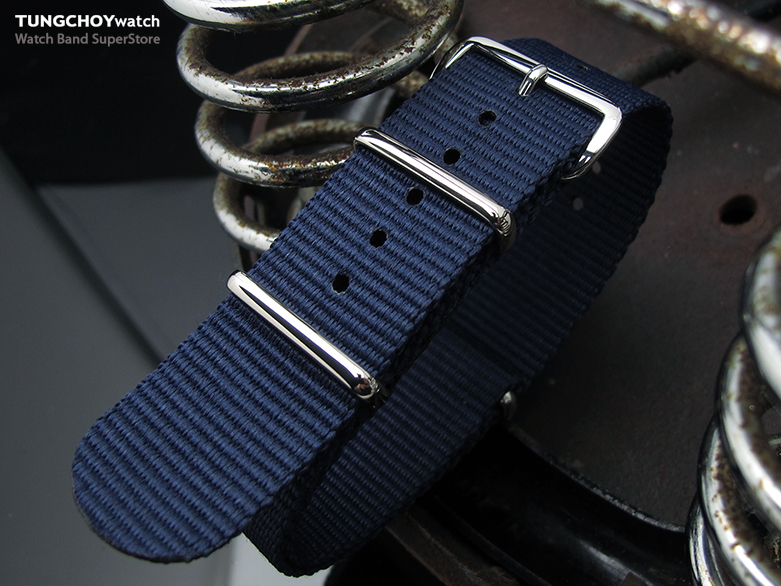 MiLTAT 24mm G10 military watch strap ballistic nylon armband, Polished - Navy
