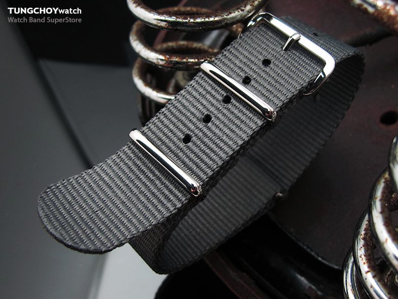 MiLTAT 22mm G10 military watch strap ballistic nylon armband, Polished - Military Grey