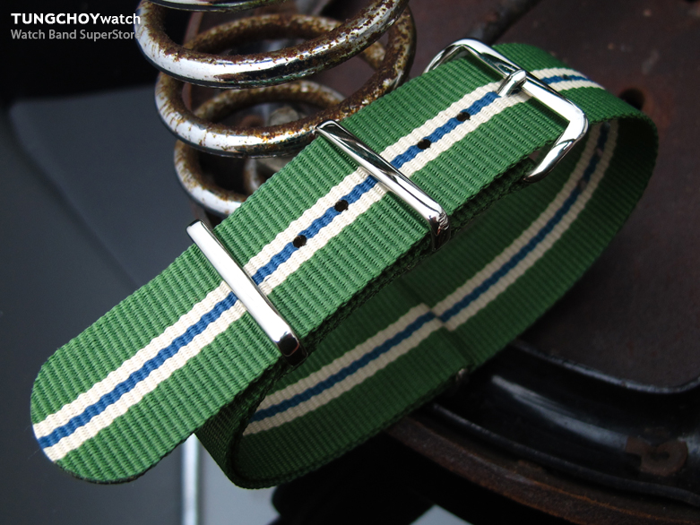 MiLTAT 22mm G10 military watch strap ballistic nylon armband, Polished - Green, White, Blue