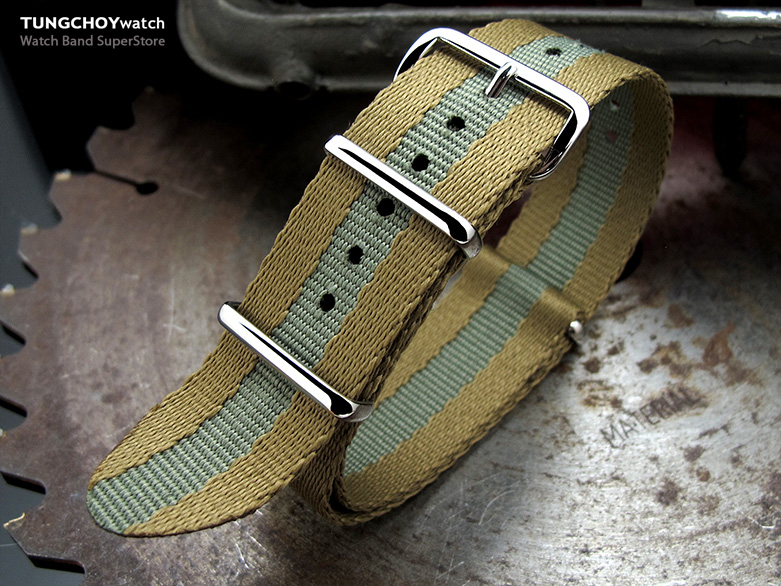 MiLTAT 20mm G10 Military NATO Watch Strap, Sandwich Nylon Armband, Polished - Military Green