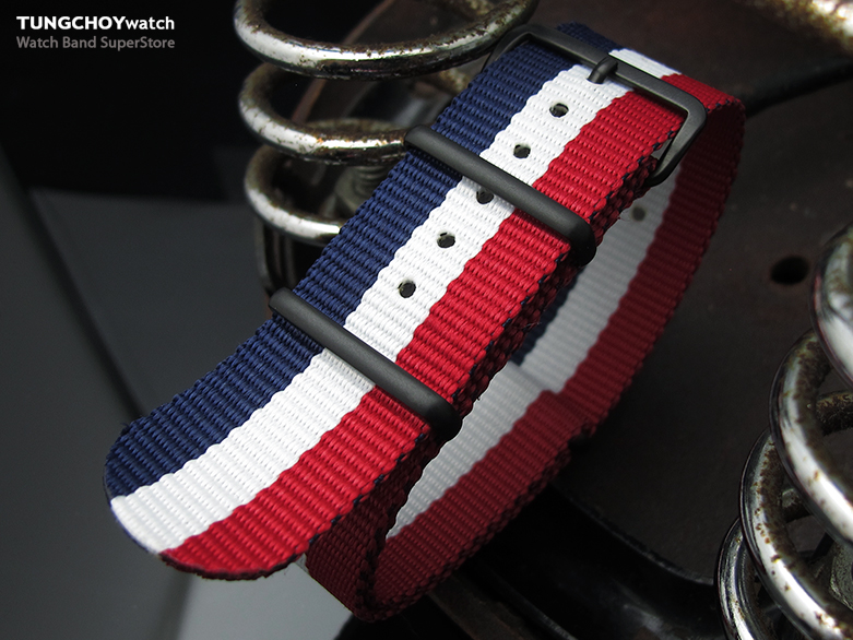 MiLTAT 24mm G10 military watch strap ballistic nylon armband, PVD Black - French Edition