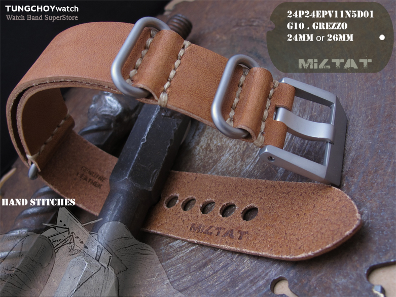 24mm MiLTAT G10 Grezzo Zulu watch strap Saddle Brown BL
