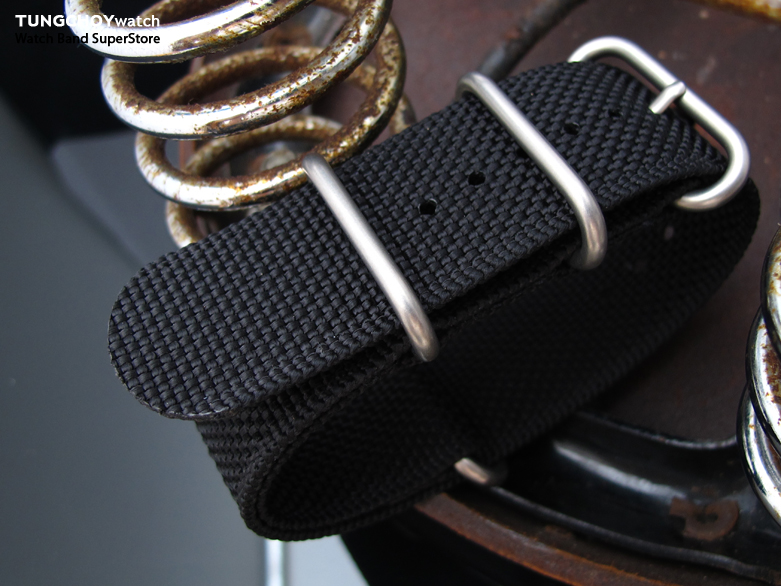 MiLTAT 25mm Zulu military watch strap ballistic nylon armband, Brushed - Black