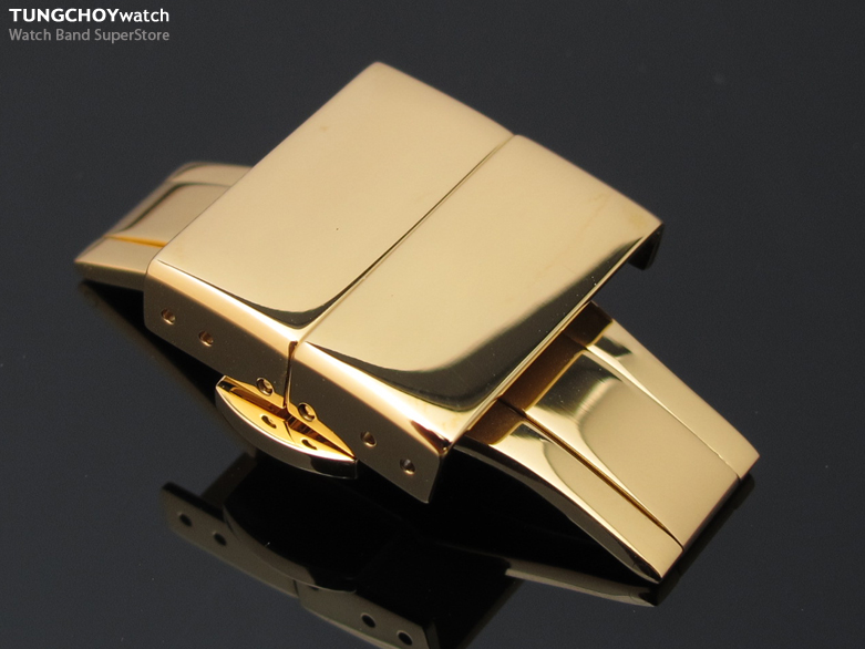 20mm Deployment Buckle / Clasp, IP Gold Stainless Steel with Release Button