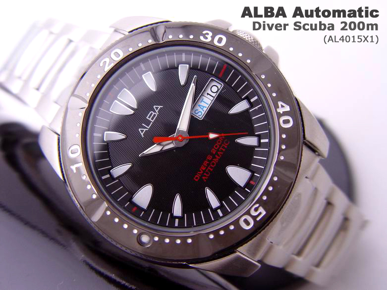 ALBA 45mm 200 m Diver's BLACK PVD Coated Bezel AL4015X1