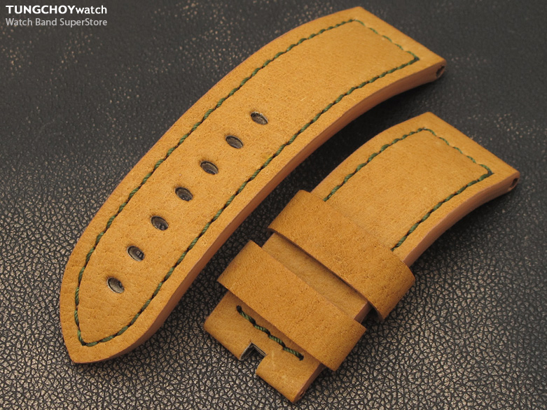 24mm Vintage Tan Color Calf Watch Band Watch Strap