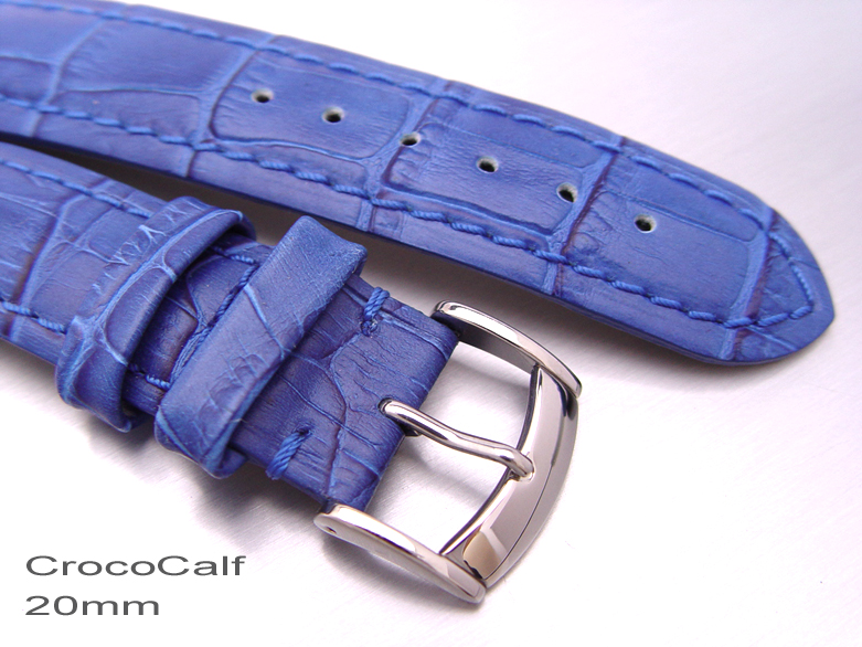 20mm CrocoCalf  (Croco Grain) Navy Blue Strap
