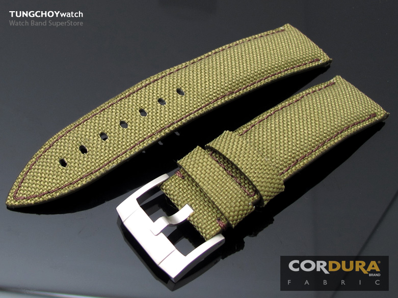22mm 1000D Cordura Nylon Military Green Color Watch Strap, BN