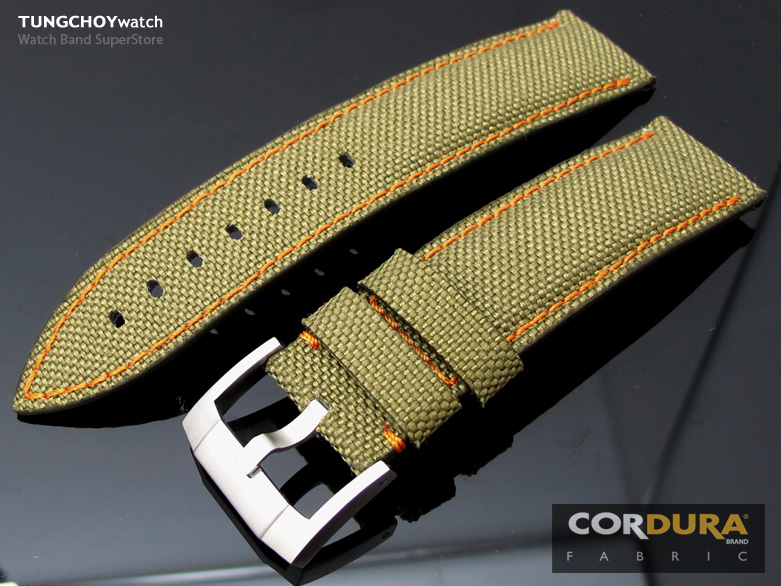22mm 1000D Cordura Nylon Military Green Color Watch Strap, NG