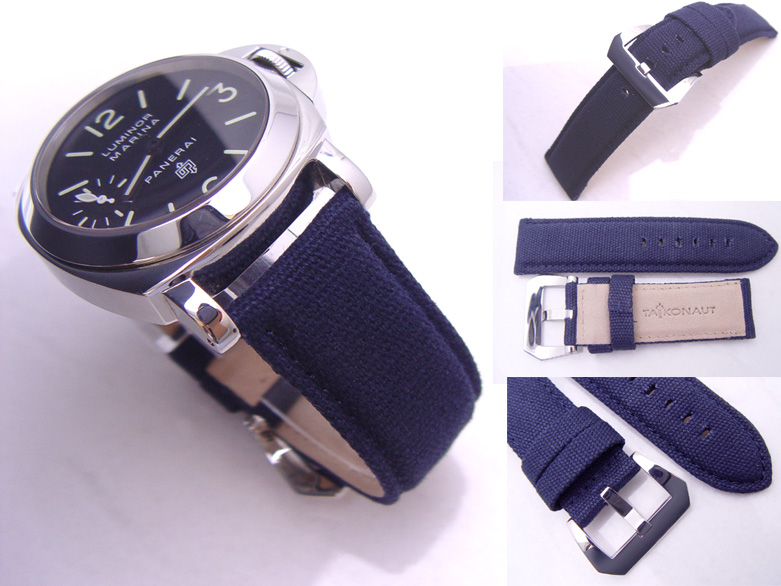24mm Navy Blue Canvas Watch Band Watch Strap with Screw-in Buckle