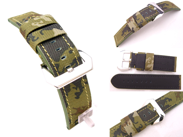 24mm Erdl Green Camouflage  Canvas Watch Band Watch Strap with Screw-in Buckle