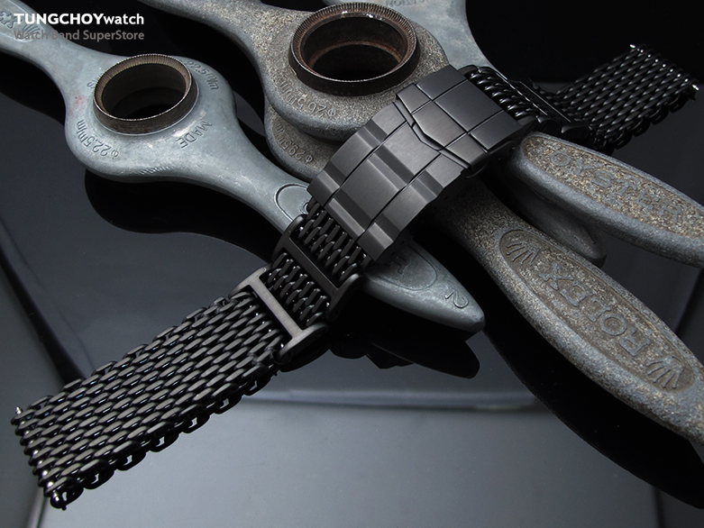 20mm Flexi Ploprof 316 Reform "SHARK" Mesh Band, 316L Stainless Steel, Submariner Diver Clasp, PVD