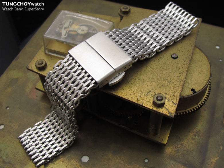 19mm, 20mm Ploprof 316 Reform Stainless Steel "SHARK" Mesh Watch Band Deployant Strap B