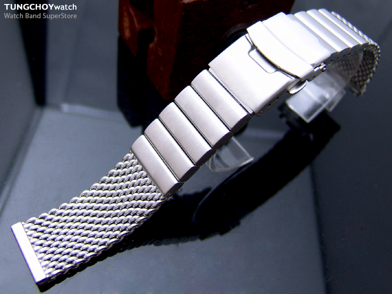 22mm Solid Link Mesh Watch Band Milanese Band Diver Watch Bracelet B