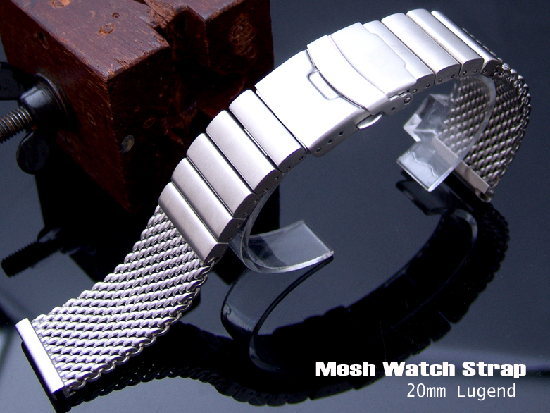 20mm Solid Link Mesh Watch Band Milanese Band Watch Bracelet Push Button