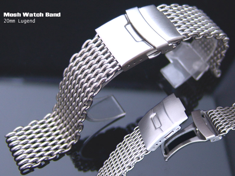 20mm Brushed "SHARK" Mesh Watch Band Milanese Band Diver Watch Bracelet