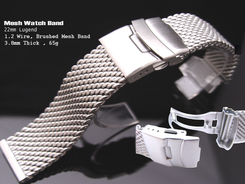 22mm Heavy Mesh Watch Band Milanese Bracelet Divers Watch Bracelet X Short