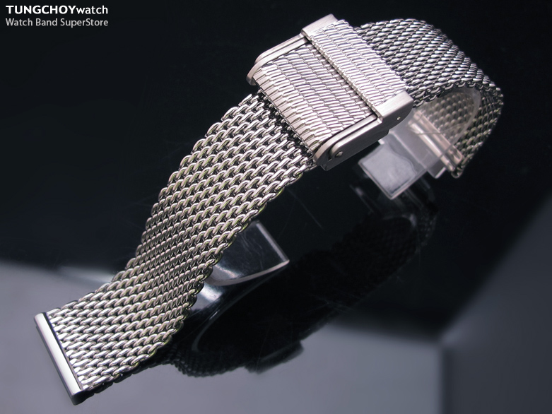 20mm Double Interlock Mesh Watch Band Milanese Band Mesh Embossed Clasp