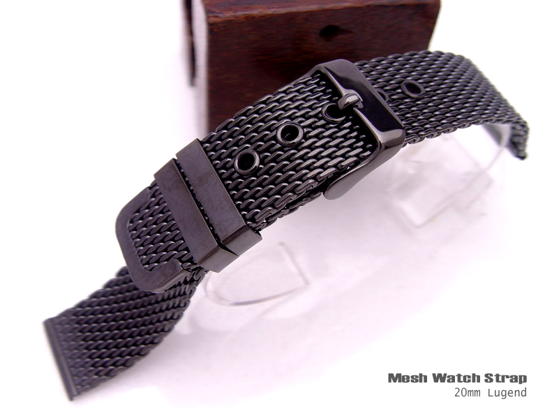 (MB2020FYPBK002) 20mm BLACK Stainless Steel Interlock Design Wire Mesh Band,Bracelet