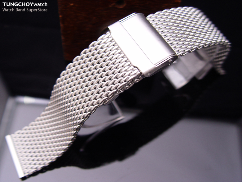 22mm Stainless Steel Interlock Design Wire Mesh Watch Band, Bracelet B