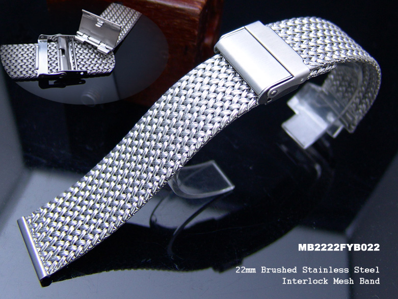 22mm Interlock Brushed Retro Wire Mesh Watch Band Bracelet